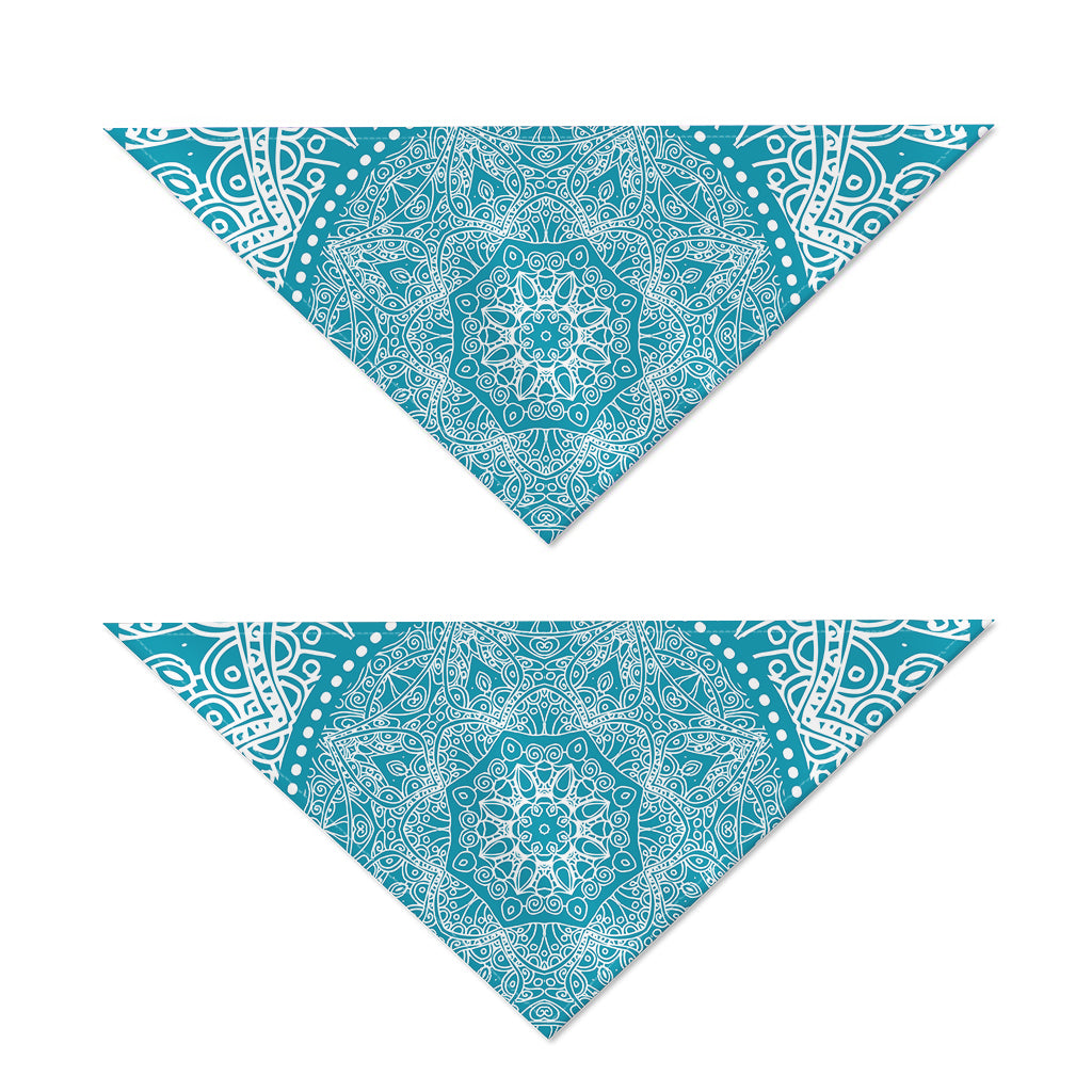 Teal And White Mandala Print Dog Bandana