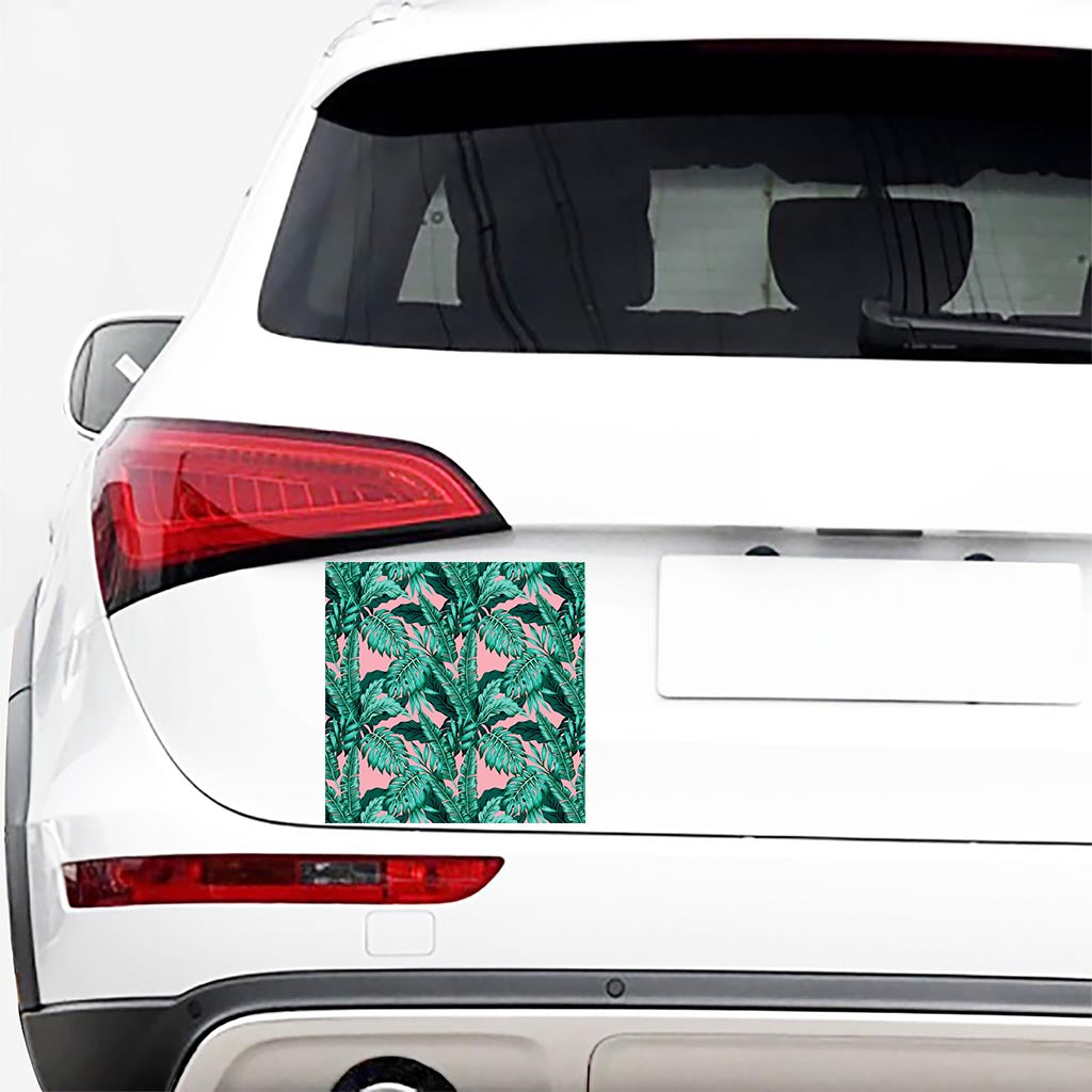 Teal Banana Leaves Pattern Print Car Sticker