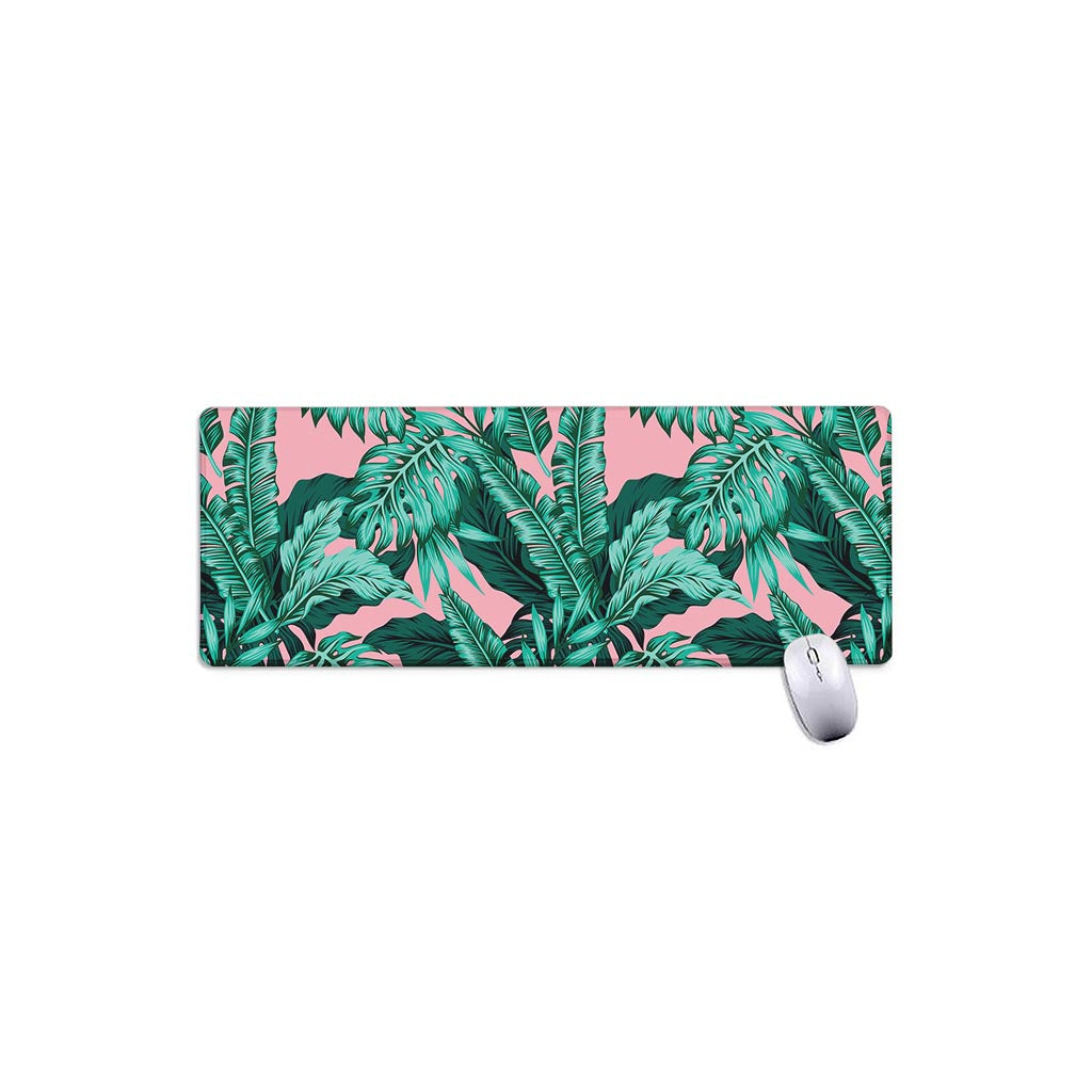 Teal Banana Leaves Pattern Print Extended Mouse Pad