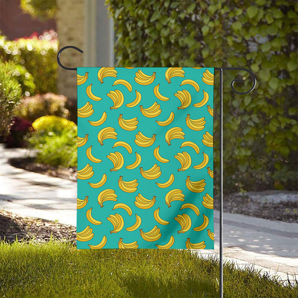 Teal Banana Pattern Print House Flag