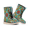 Teal Bohemian Mandala Pattern Print Winter Boots