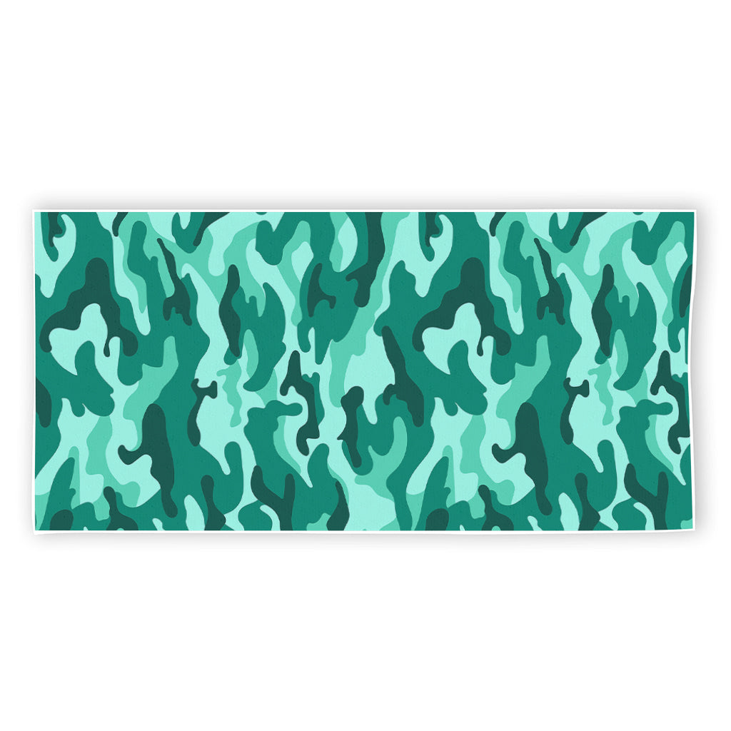 Teal Camouflage Print Beach Towel