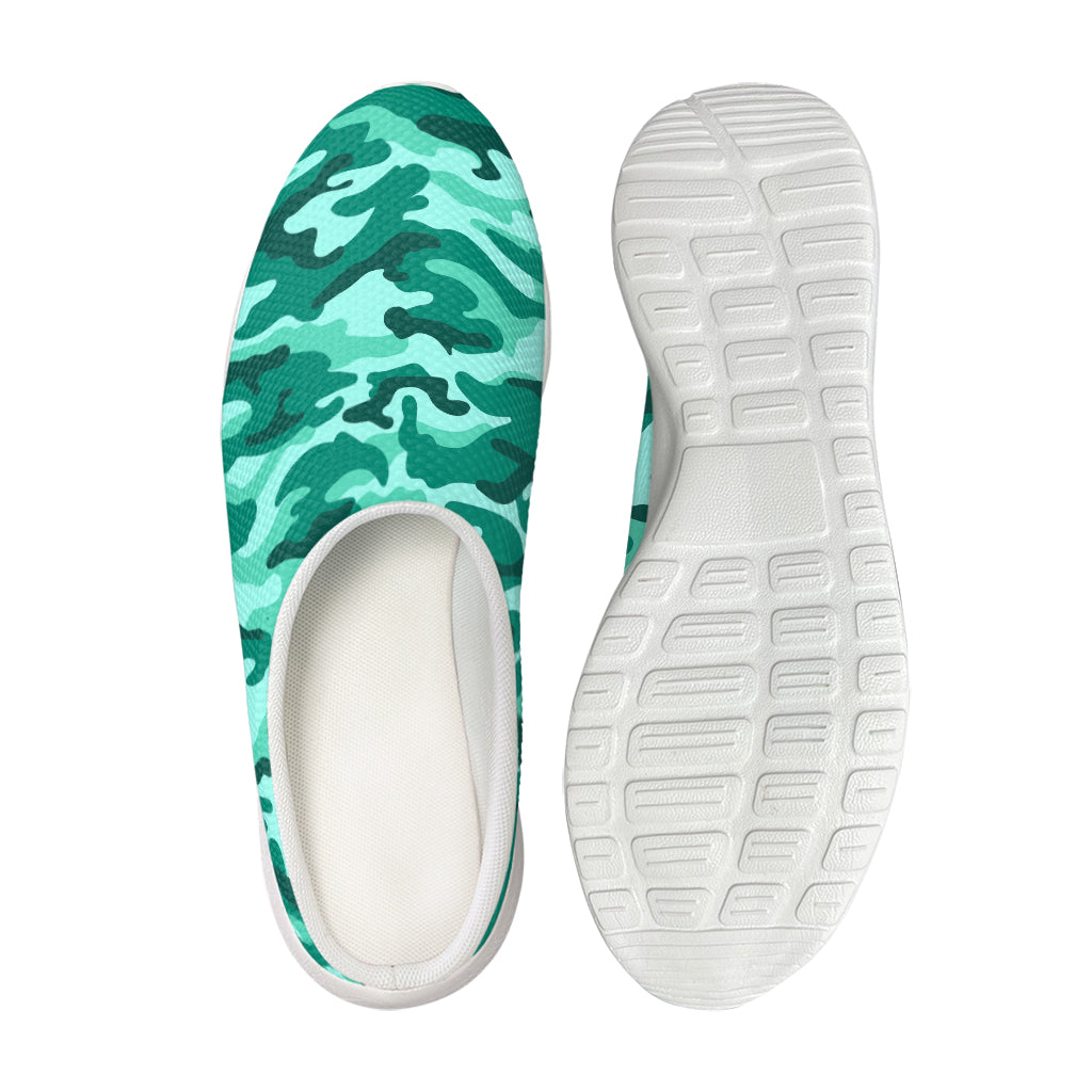Teal Camouflage Print Mesh Casual Shoes