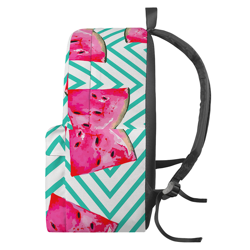 Teal Chevron Watermelon Pattern Print Backpack