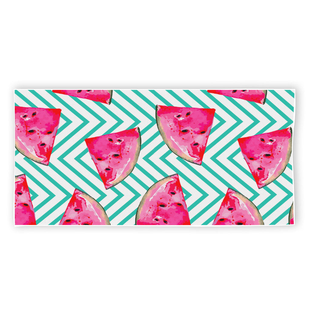 Teal Chevron Watermelon Pattern Print Beach Towel