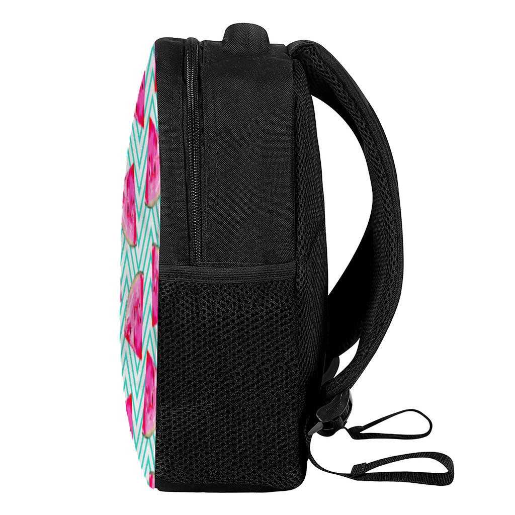 Teal Chevron Watermelon Pattern Print Casual Backpack