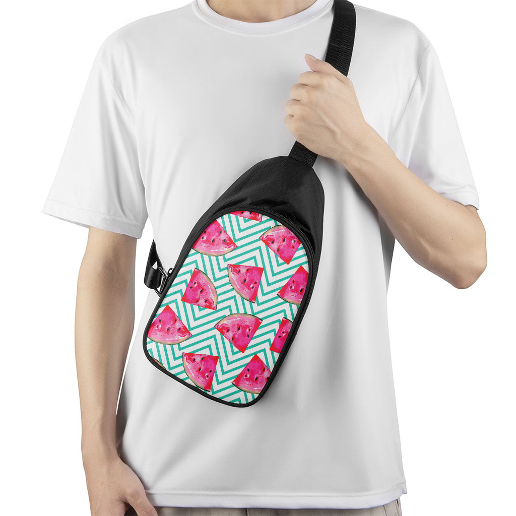 Teal Chevron Watermelon Pattern Print Chest Bag