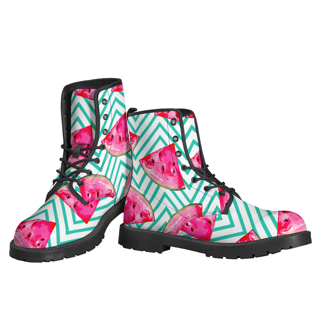 Teal Chevron Watermelon Pattern Print Backpack