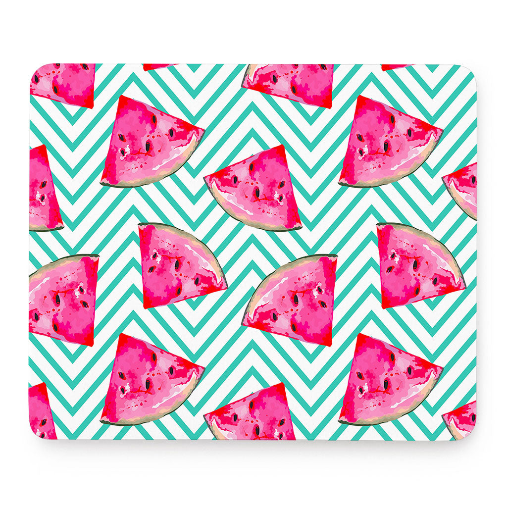 Teal Chevron Watermelon Pattern Print Mouse Pad