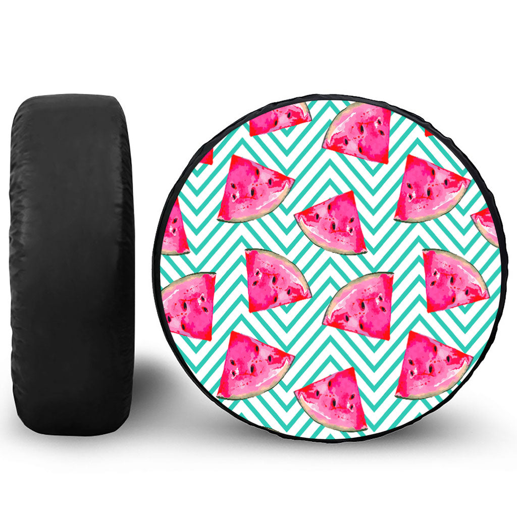 Teal Chevron Watermelon Pattern Print Tire Cover