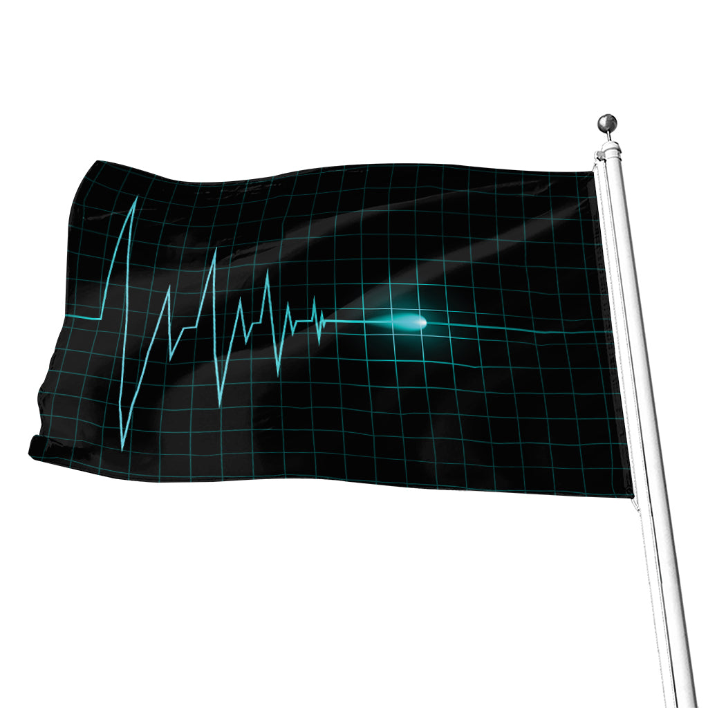 Teal Heartbeat Print Flag