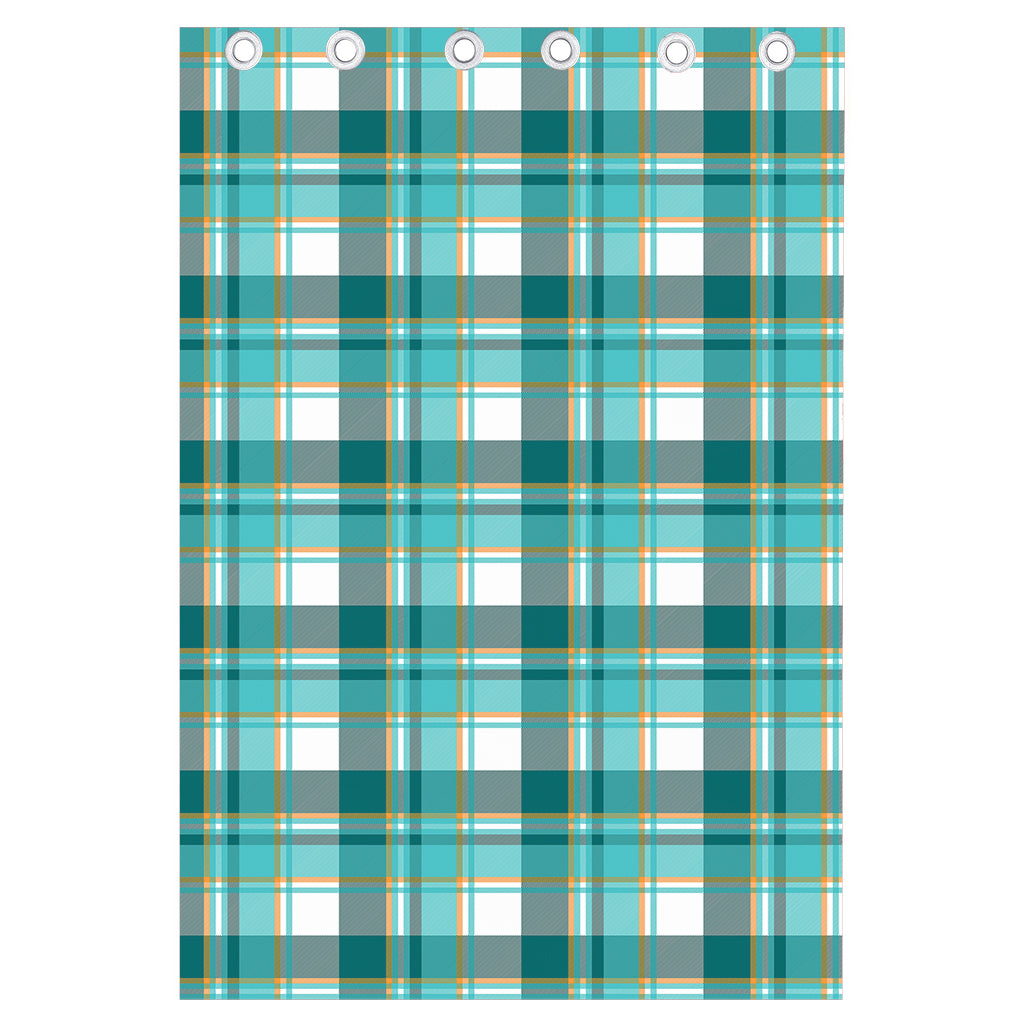 Teal Madras Pattern Print Curtain