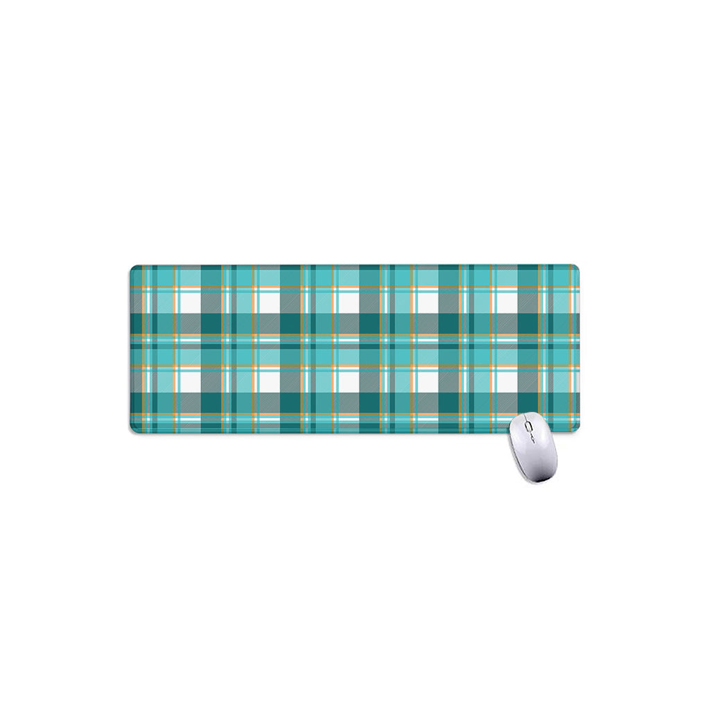 Teal Madras Pattern Print Extended Mouse Pad