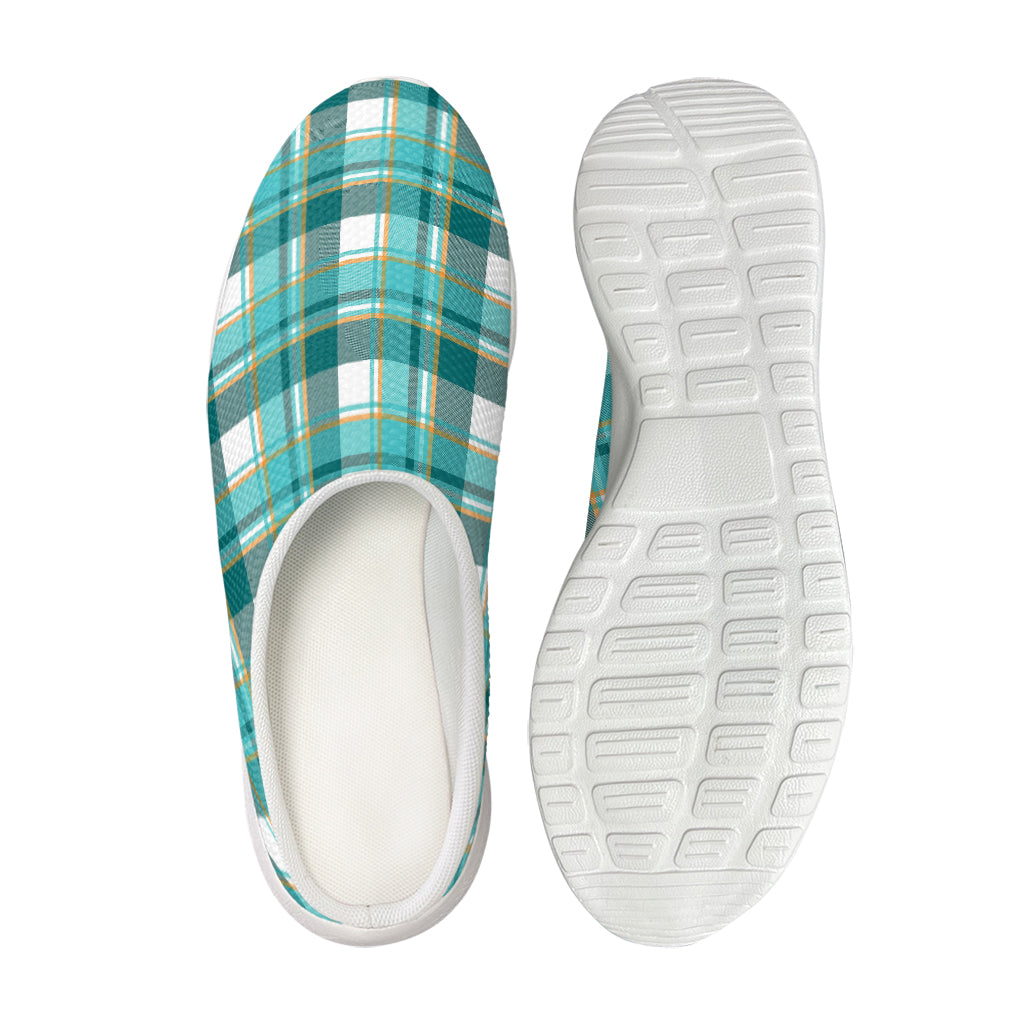 Teal Madras Pattern Print Mesh Casual Shoes