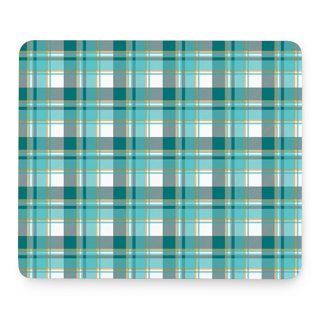 Teal Madras Pattern Print Mouse Pad