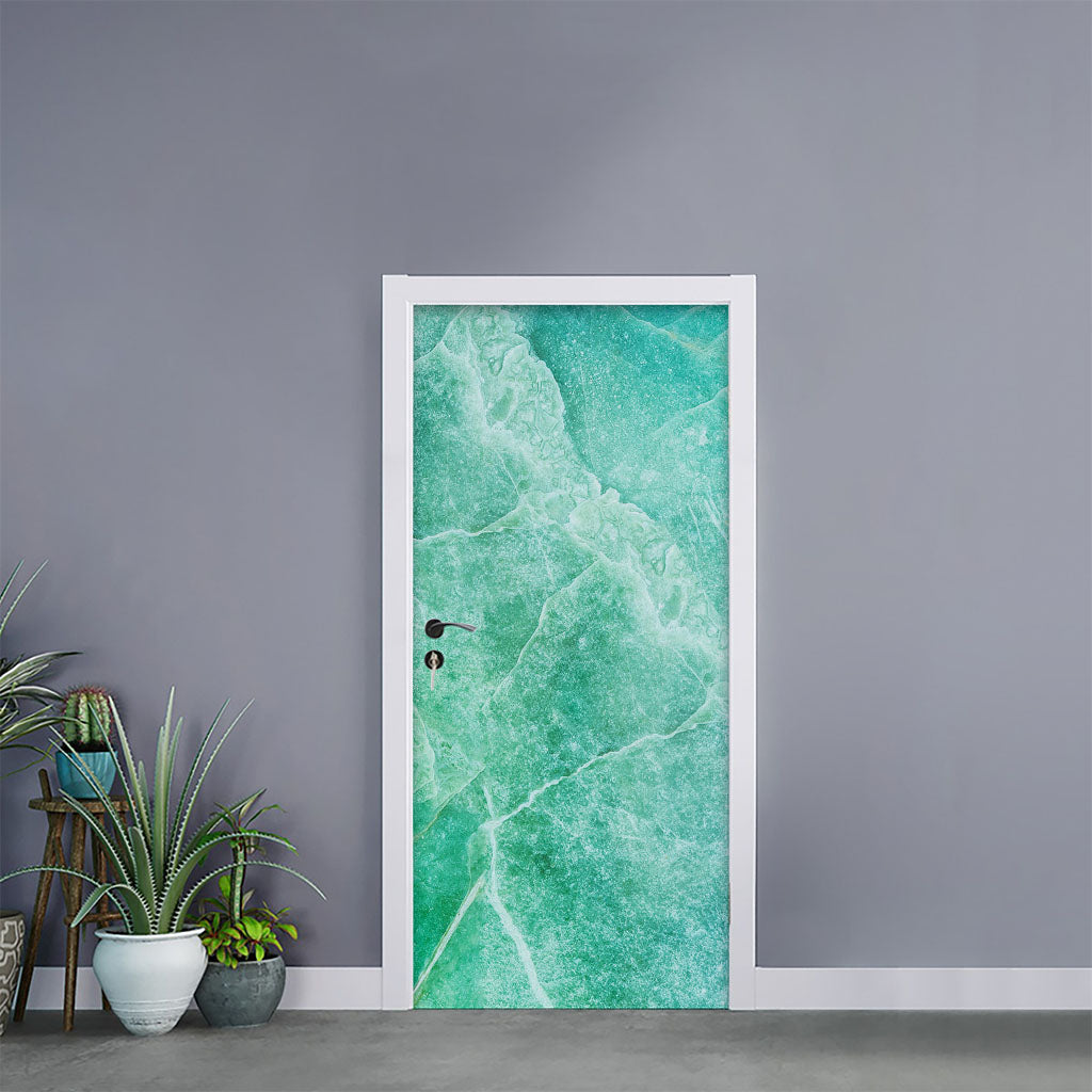 Teal Marble Print Door Sticker