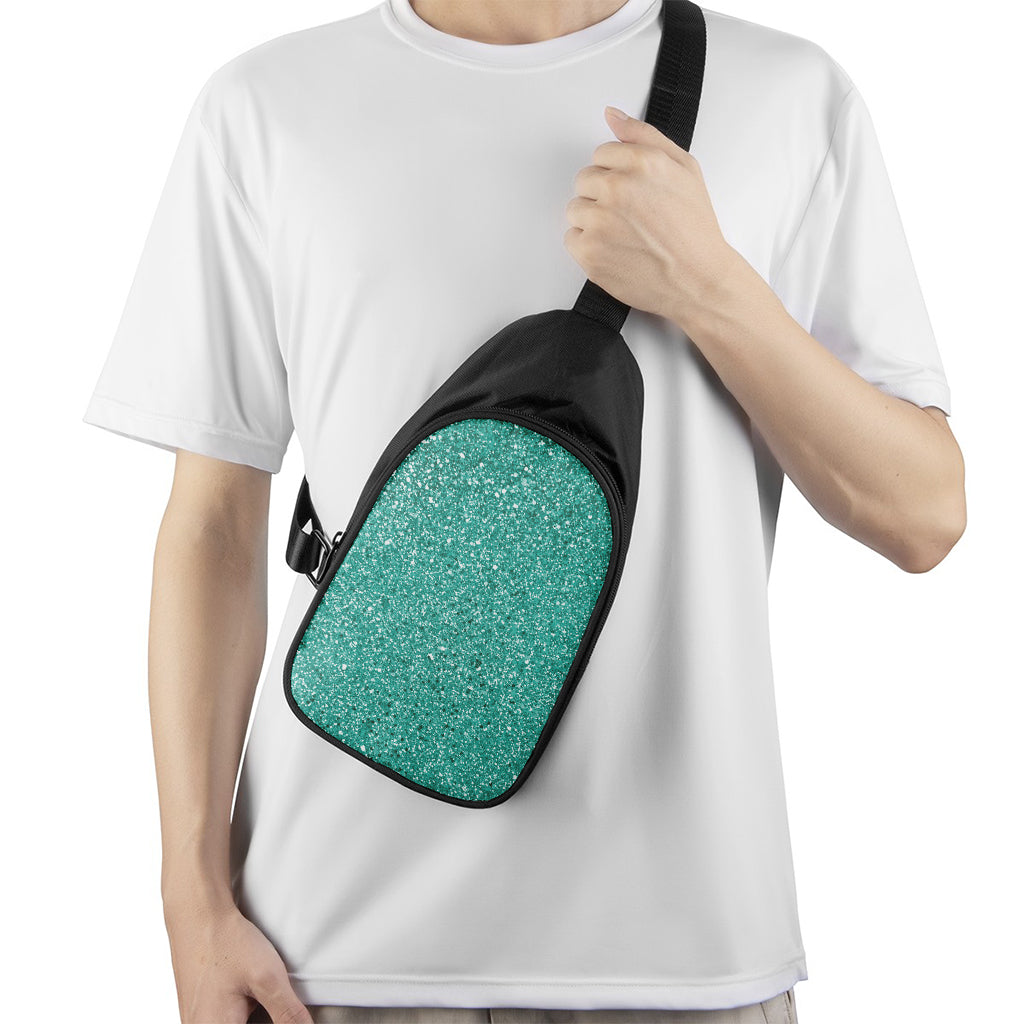 Teal (NOT Real) Glitter Print Chest Bag