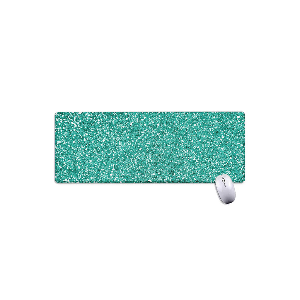 Teal (NOT Real) Glitter Print Extended Mouse Pad