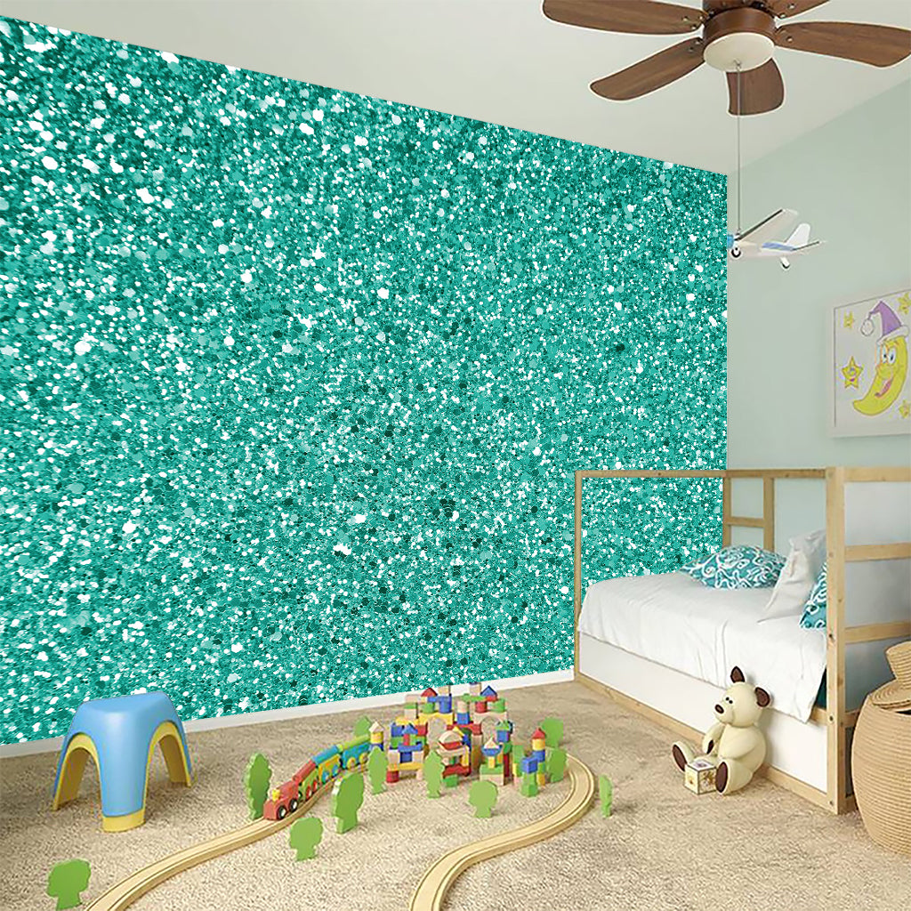 Teal (NOT Real) Glitter Print Wall Sticker