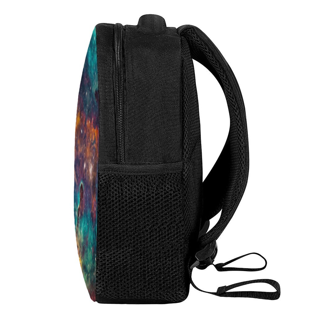 Teal Orange Universe Galaxy Space Print Casual Backpack
