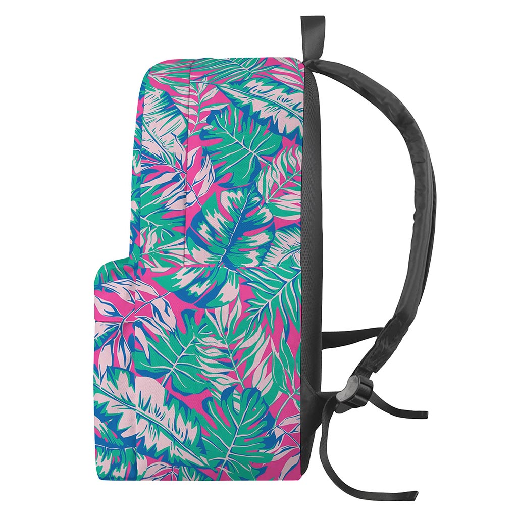 Teal Pink Blossom Tropical Pattern Print Backpack