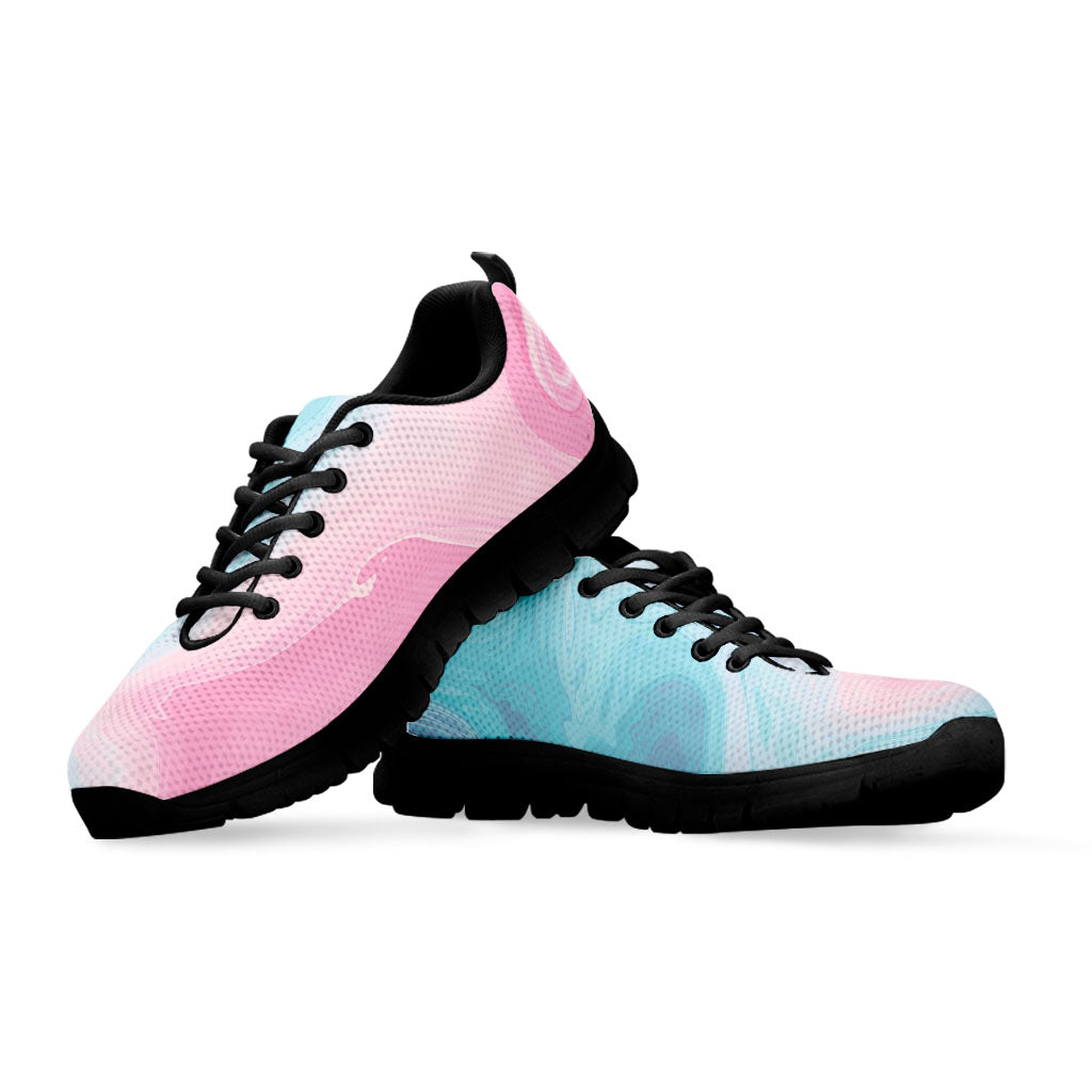 Teal Pink Liquid Marble Print Black Running Shoes