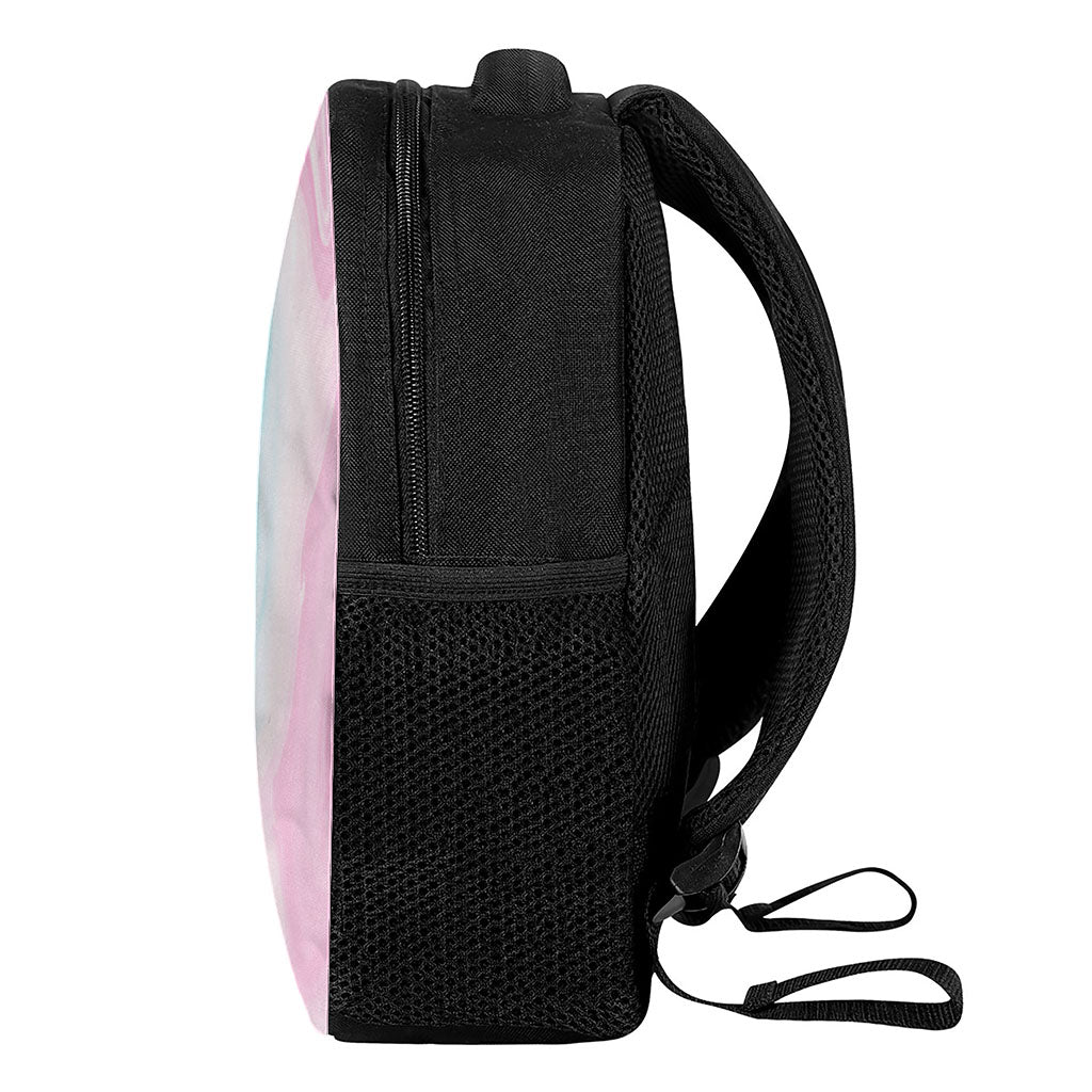 Teal Pink Liquid Marble Print Casual Backpack