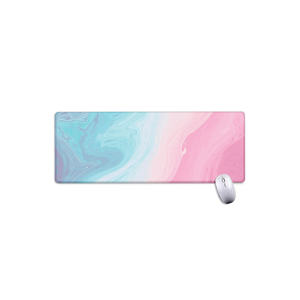 Teal Pink Liquid Marble Print Extended Mouse Pad