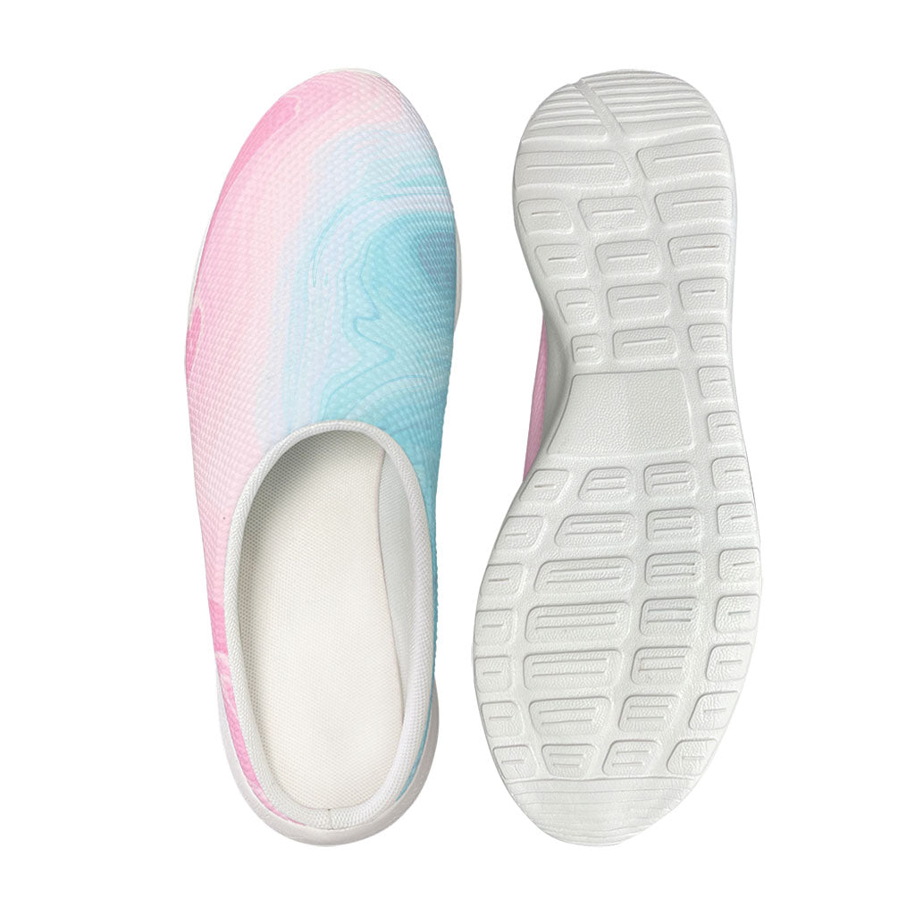 Teal Pink Liquid Marble Print Mesh Casual Shoes