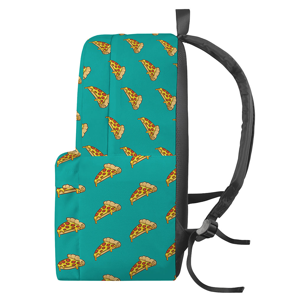 Teal Pizza Pattern Print Backpack