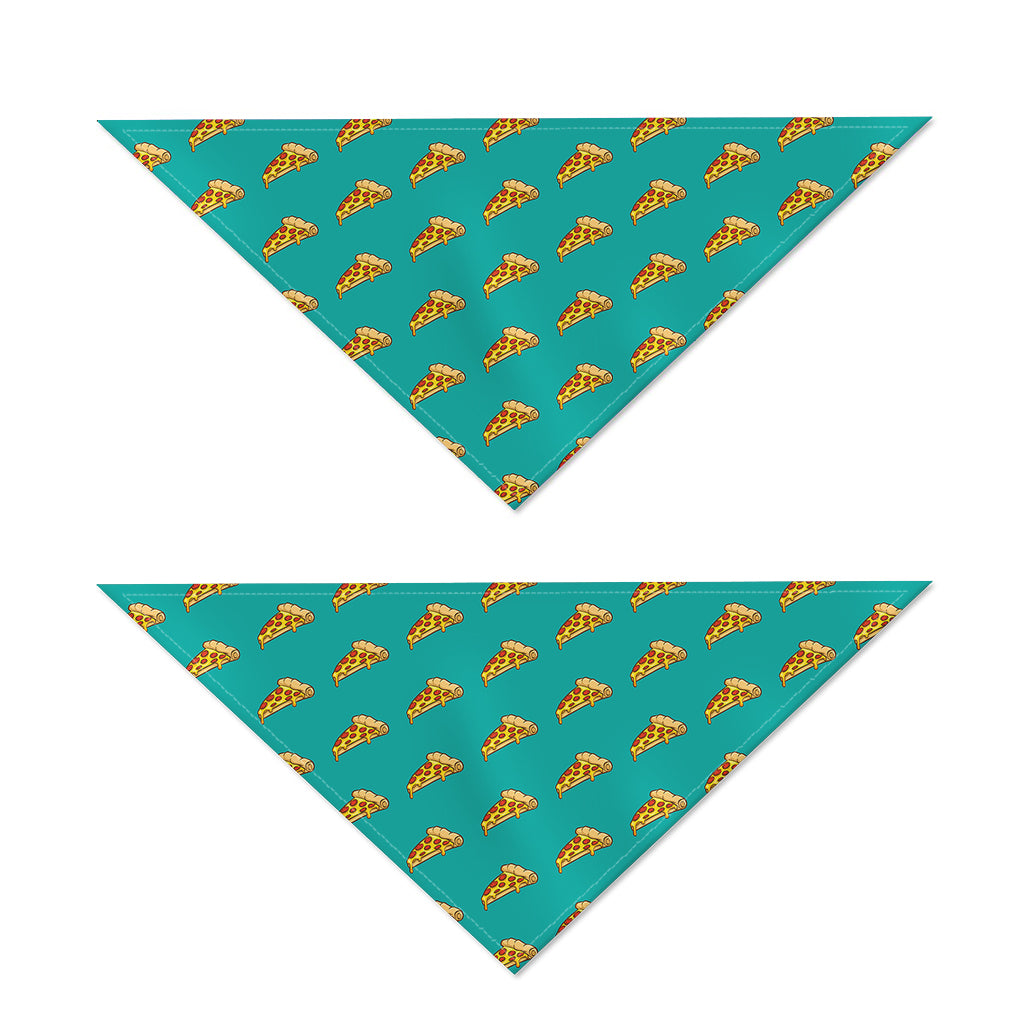 Teal Pizza Pattern Print Dog Bandana