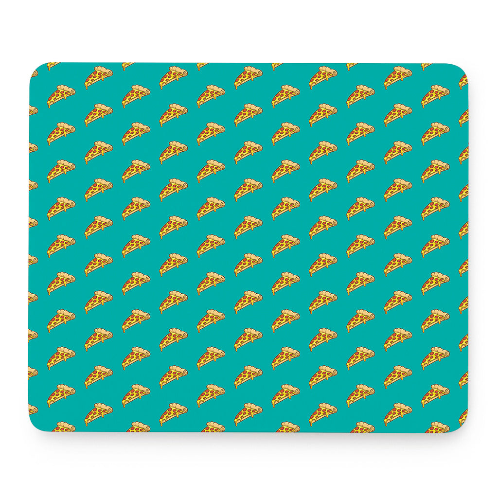 Teal Pizza Pattern Print Mouse Pad