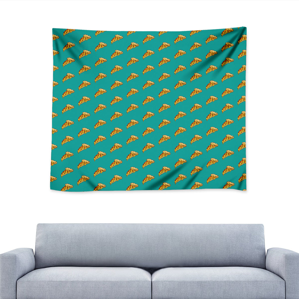 Teal Pizza Pattern Print Tapestry