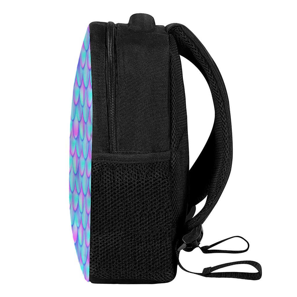 Teal Purple Mermaid Scales Pattern Print Casual Backpack