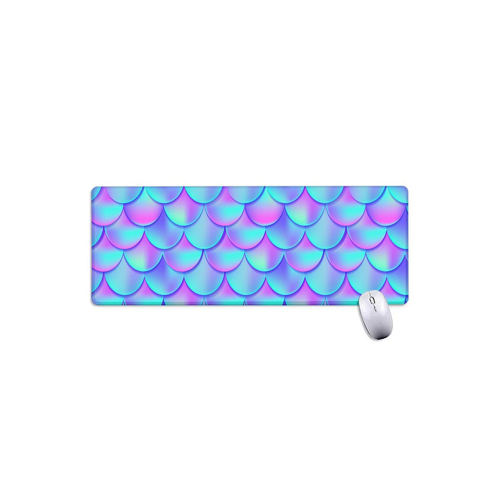 Teal Purple Mermaid Scales Pattern Print Extended Mouse Pad