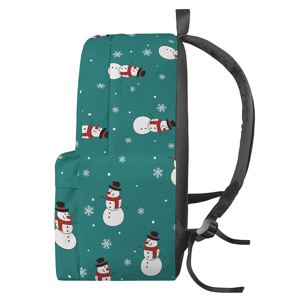 Teal Snowman Pattern Print Backpack