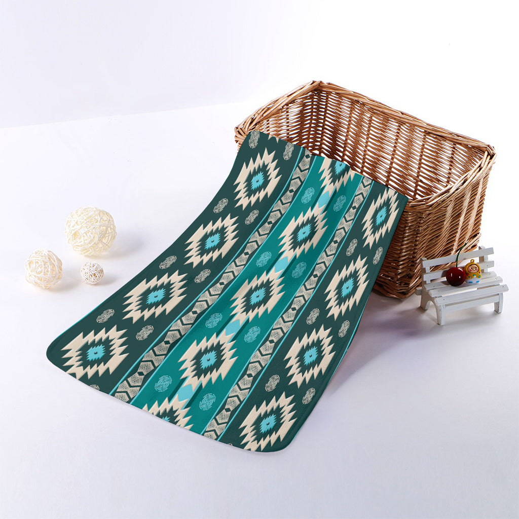 Teal Southwestern Navajo Pattern Print Towel