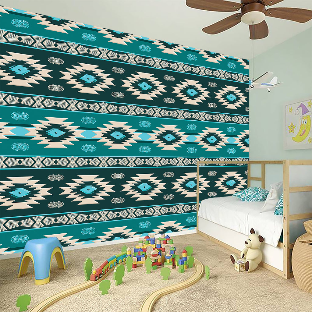 Teal Southwestern Navajo Pattern Print Wall Sticker