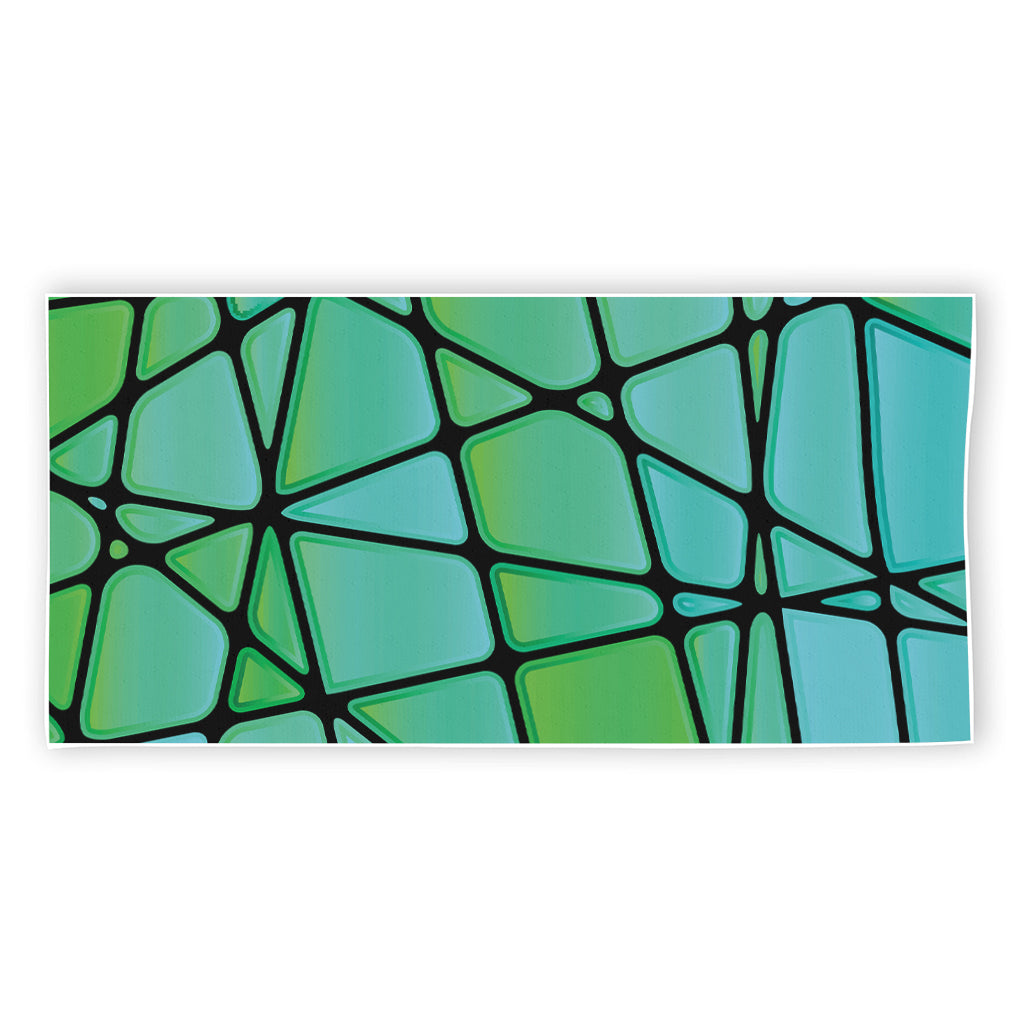 Teal Stained Glass Mosaic Print Beach Towel
