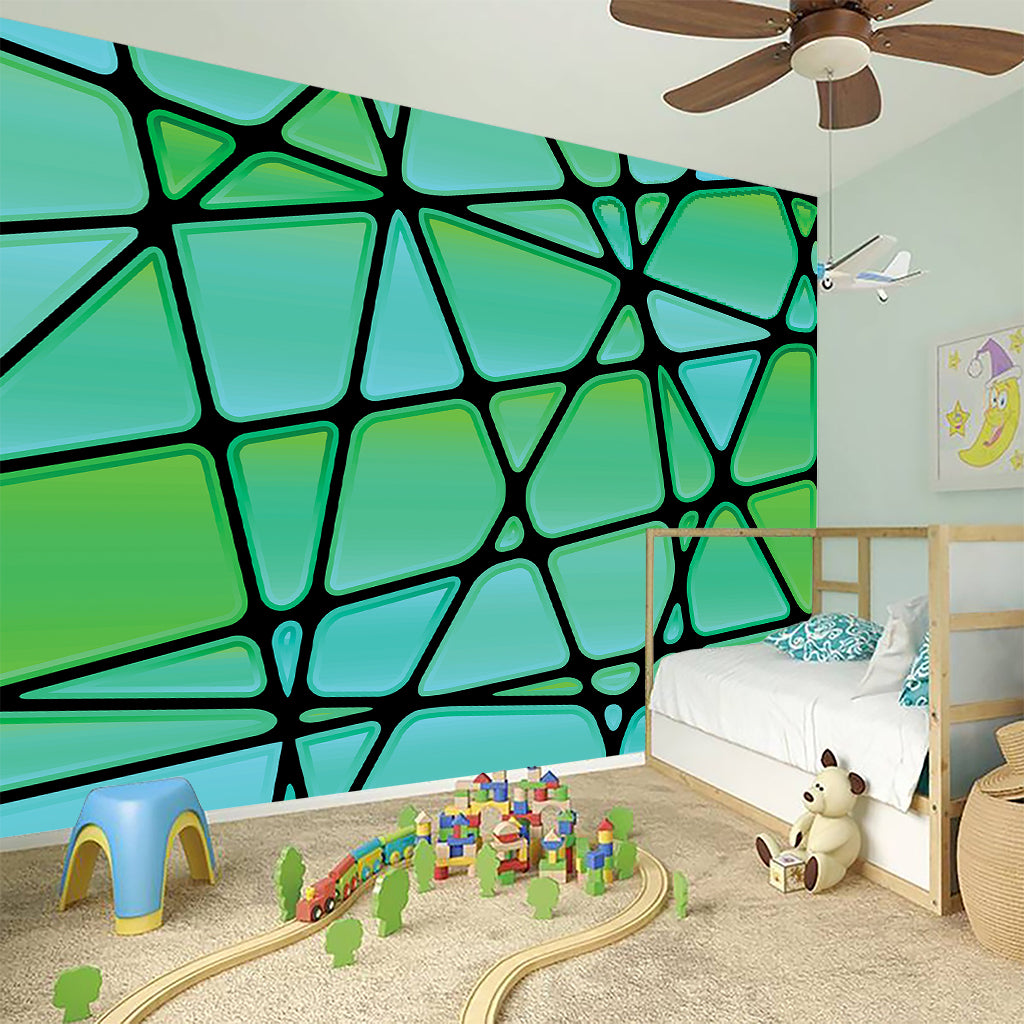 Teal Stained Glass Mosaic Print Wall Sticker