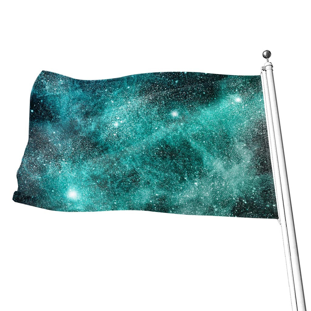 Teal Stardust Galaxy Space Print Flag