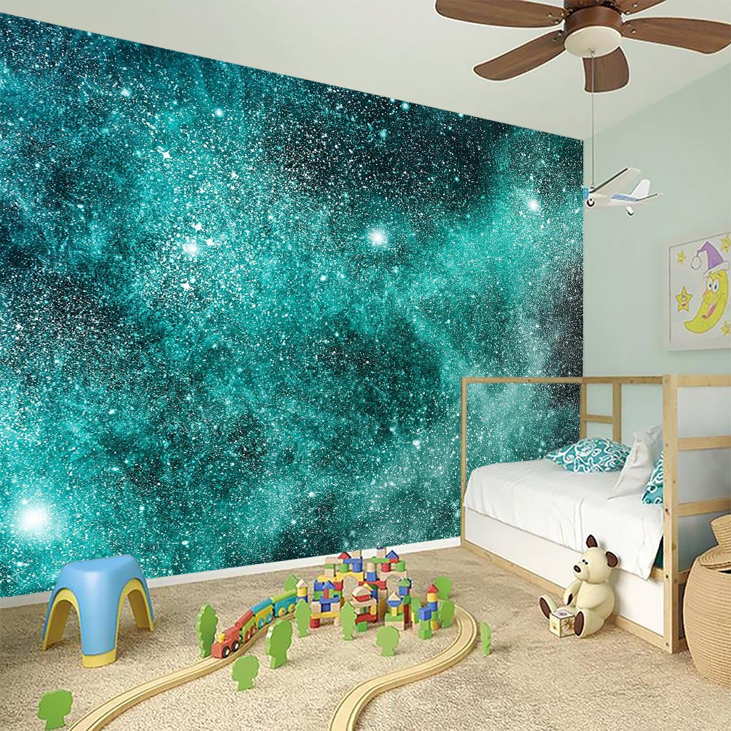 Teal Stardust Galaxy Space Print Wall Sticker
