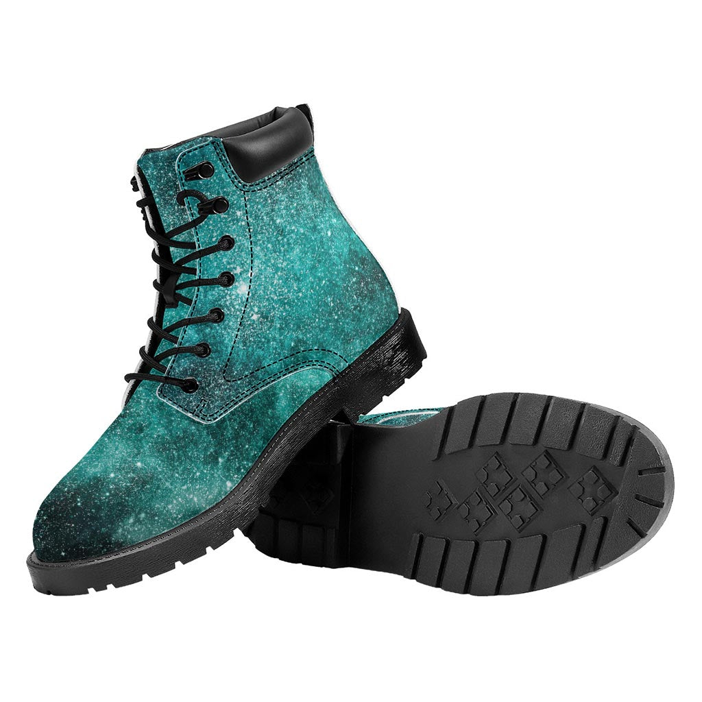 Teal Stardust Galaxy Space Print Work Boots