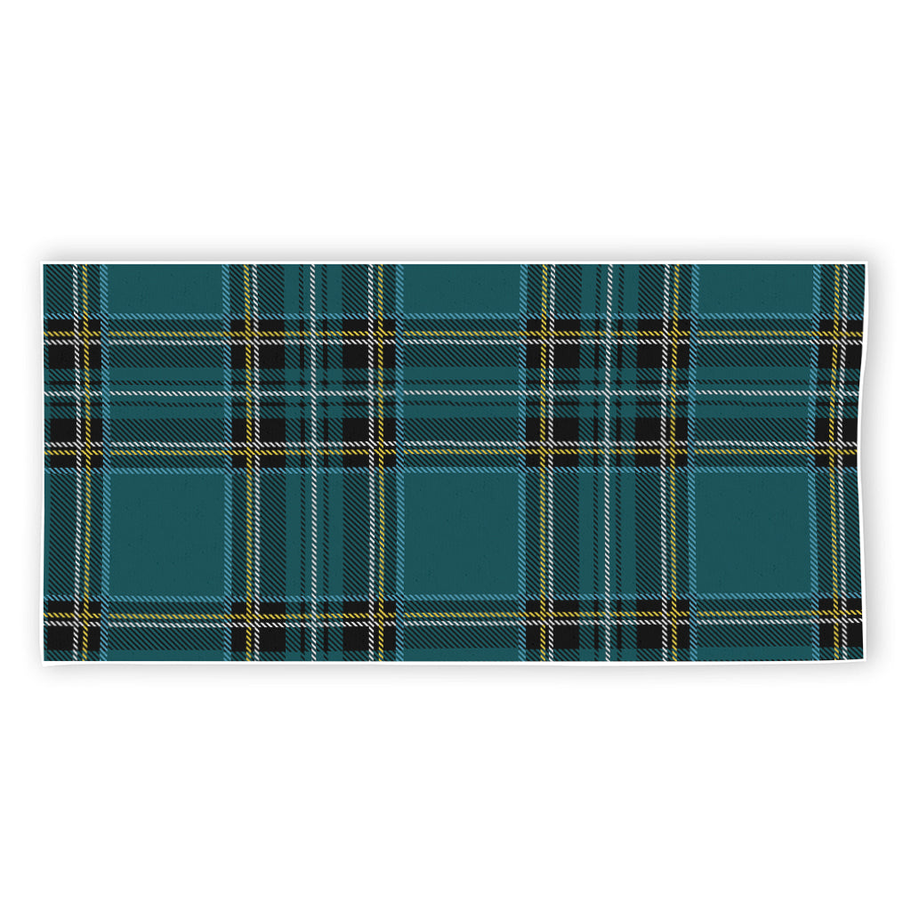 Teal Stewart Tartan Pattern Print Beach Towel