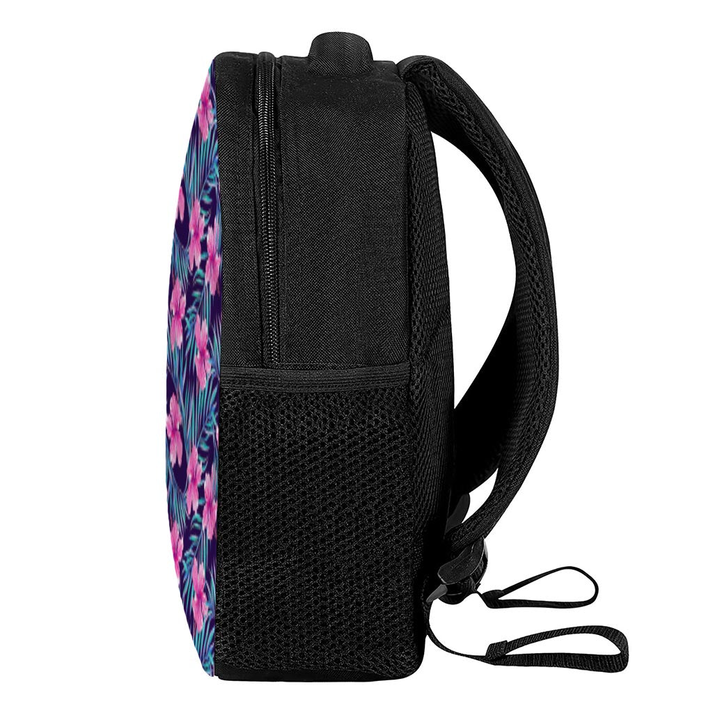 Teal Tropical Hibiscus Pattern Print Casual Backpack