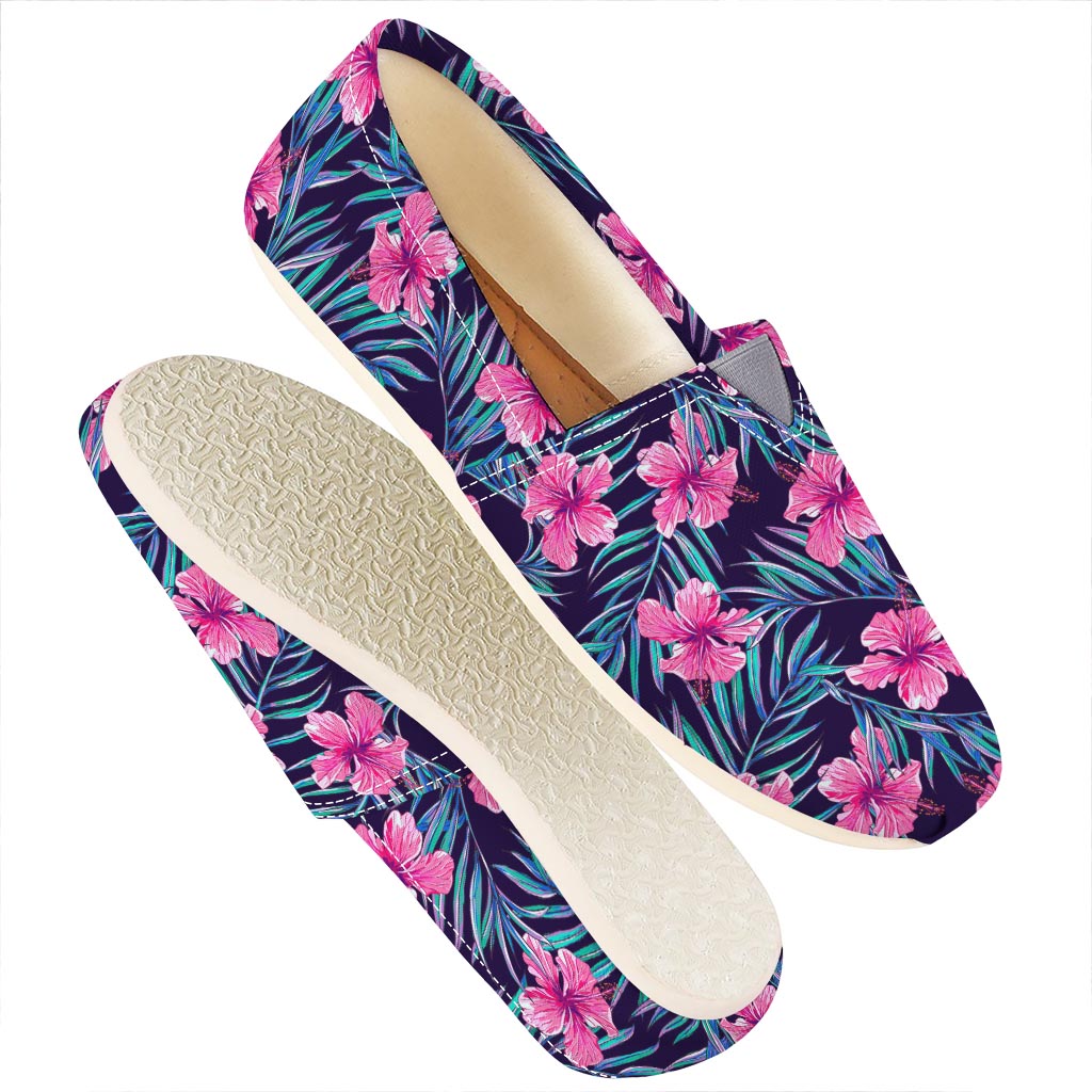 Teal Tropical Hibiscus Pattern Print Casual Shoes