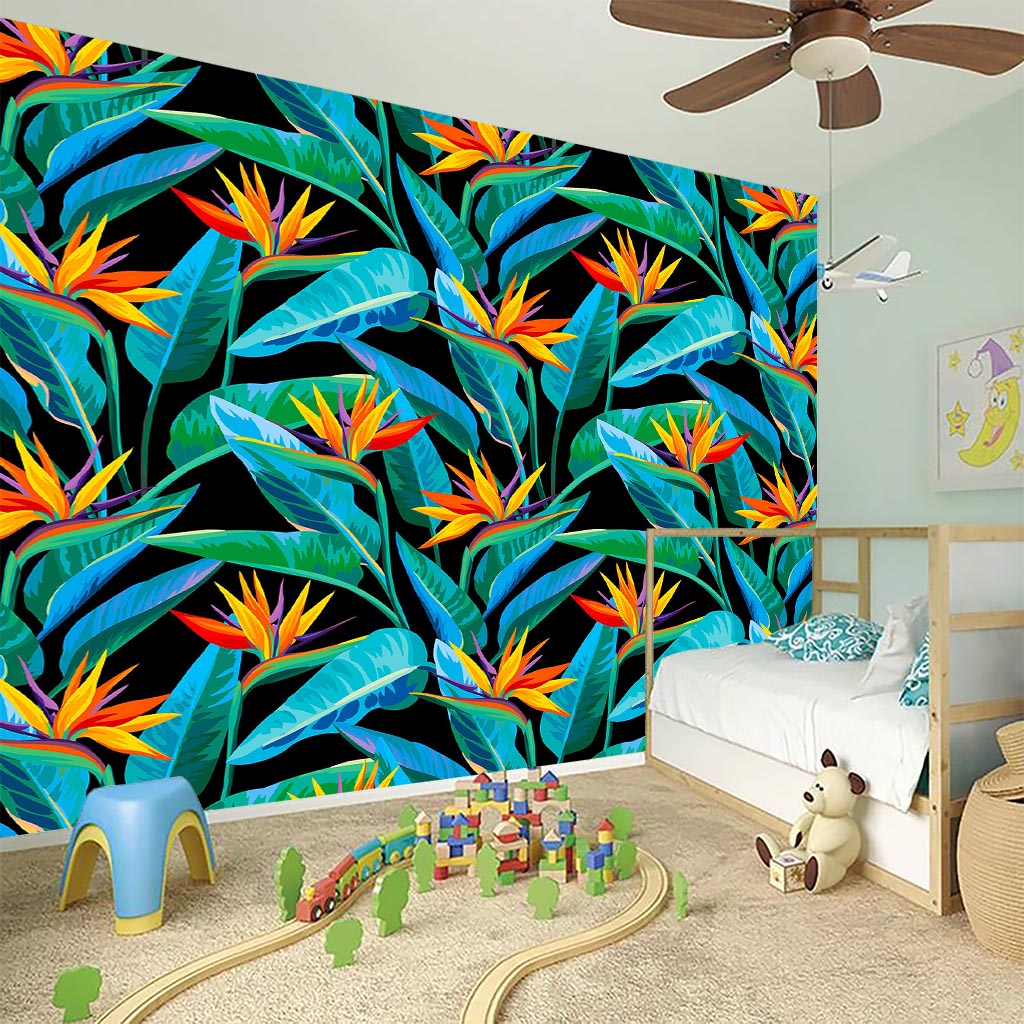 Teal Tropical Pattern Print Wall Sticker