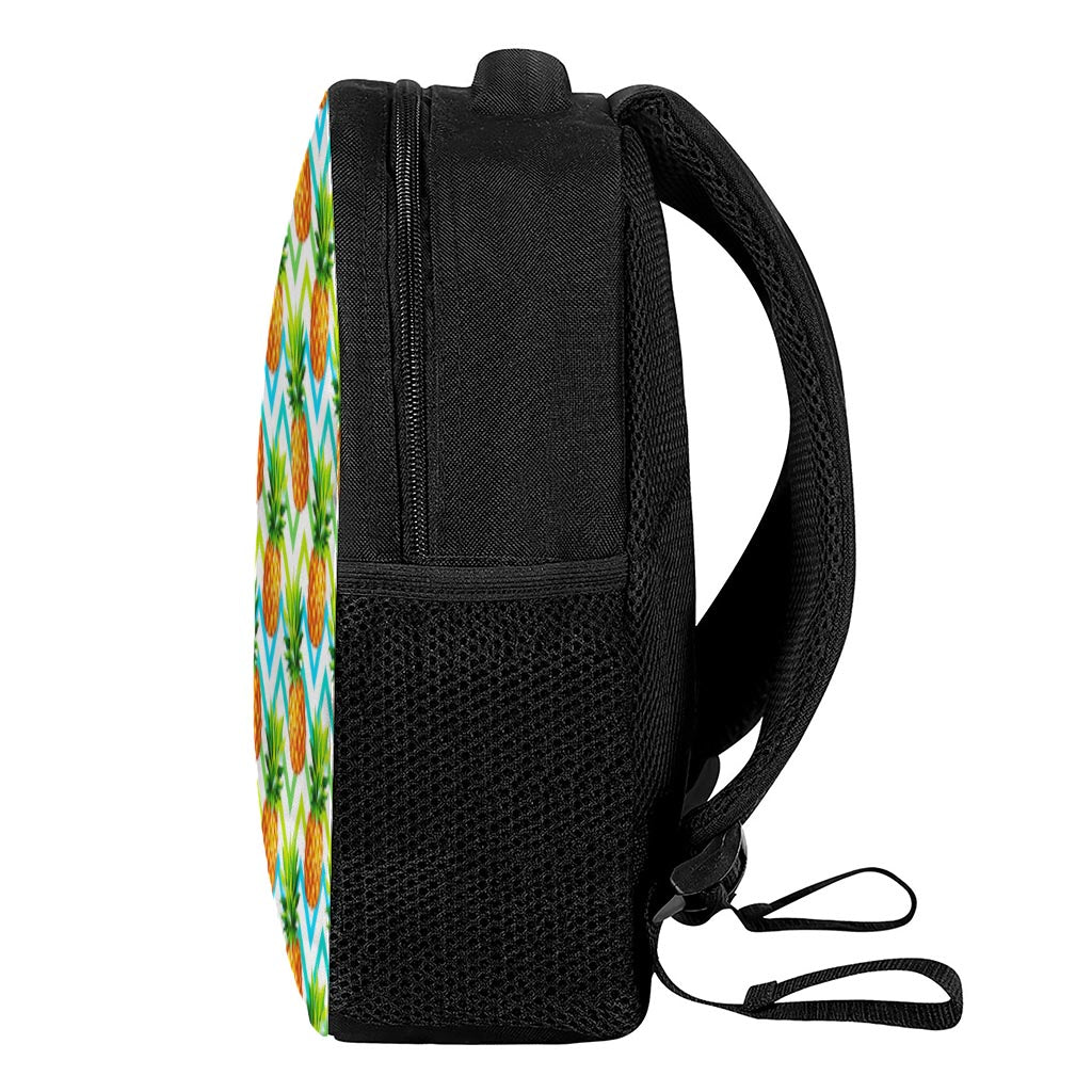 Teal Zig Zag Pineapple Pattern Print Casual Backpack