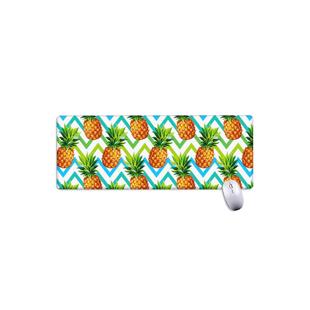 Teal Zig Zag Pineapple Pattern Print Extended Mouse Pad