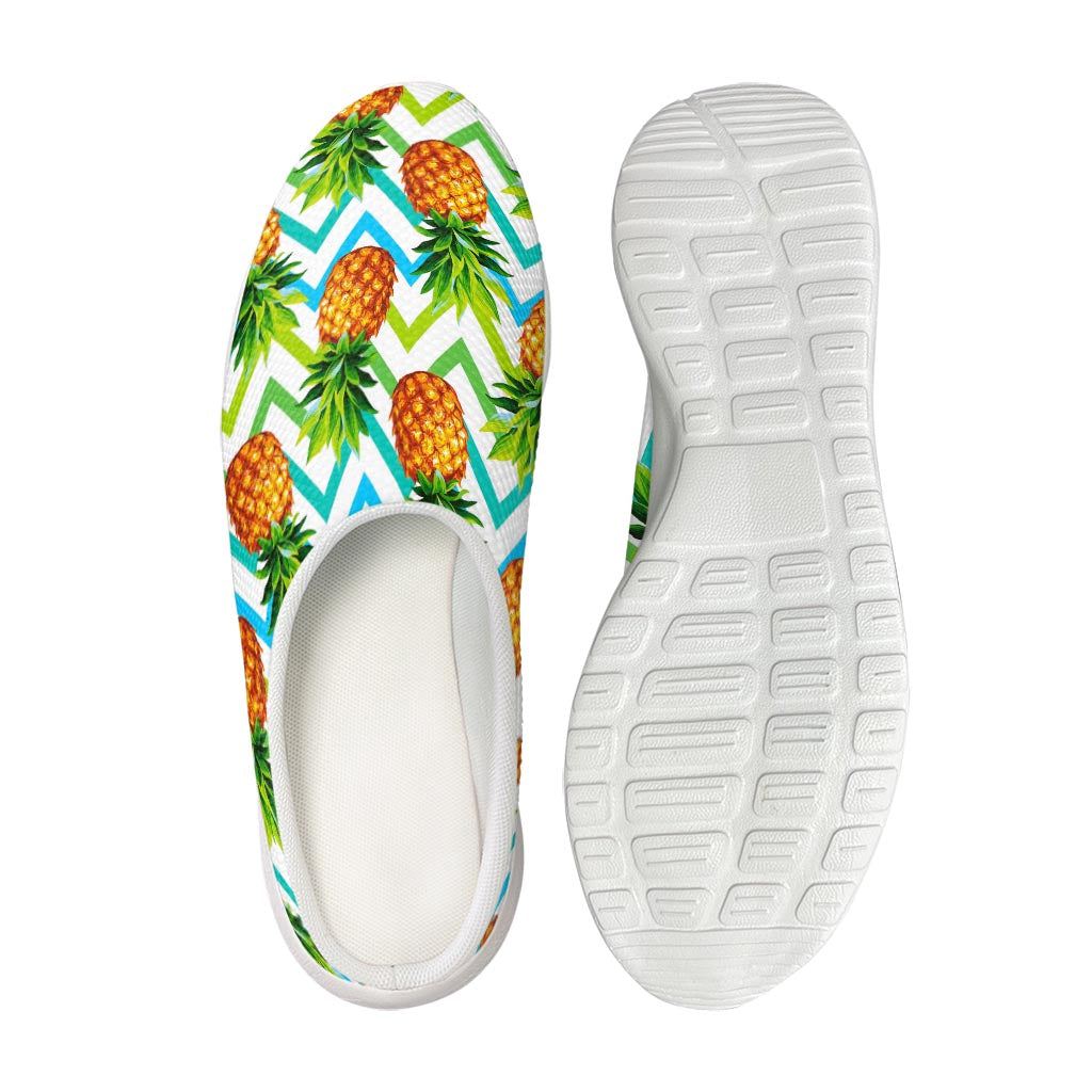 Teal Zig Zag Pineapple Pattern Print Mesh Casual Shoes